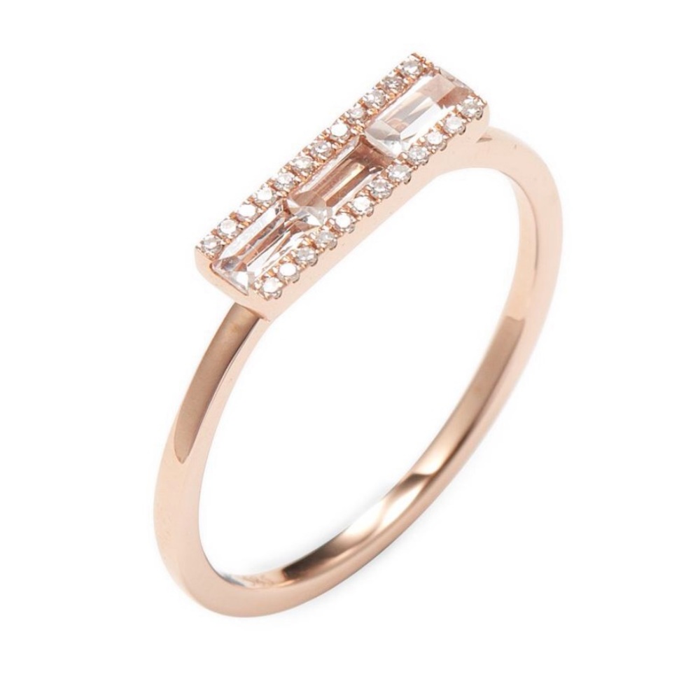 EF Collection Diamond & White Topaz Baguette Ring